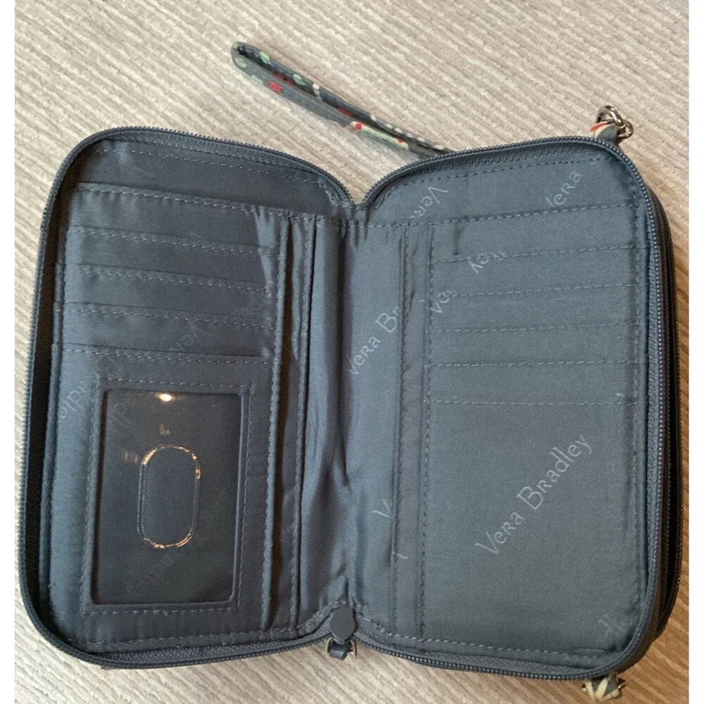 Vera Bradley Gray Floral Zip Around Wallet Wristlet - Picture 6 of 8